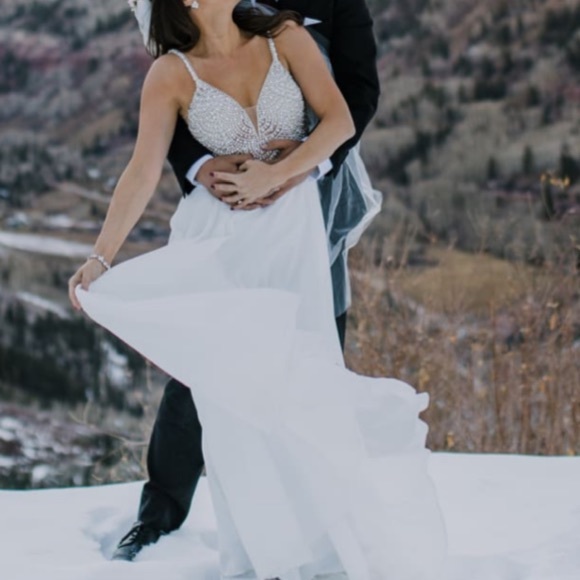 💙 True Love White Beaded Rhinestone Maxi Dress - Picture 2 of 16